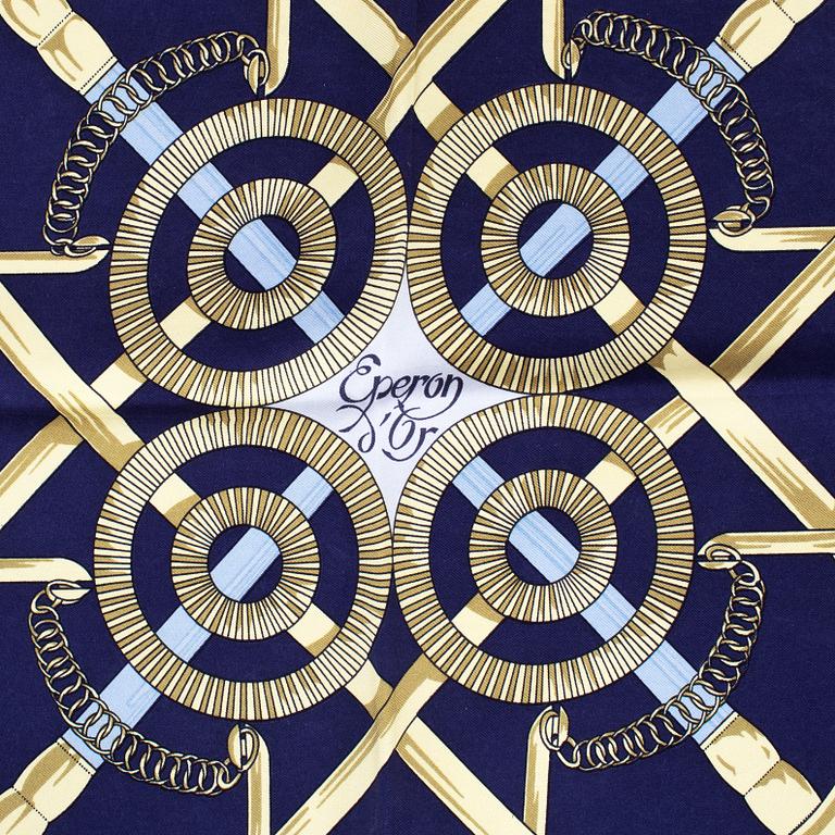 Hermès, an 'Eperon d'Or' silk scarf.