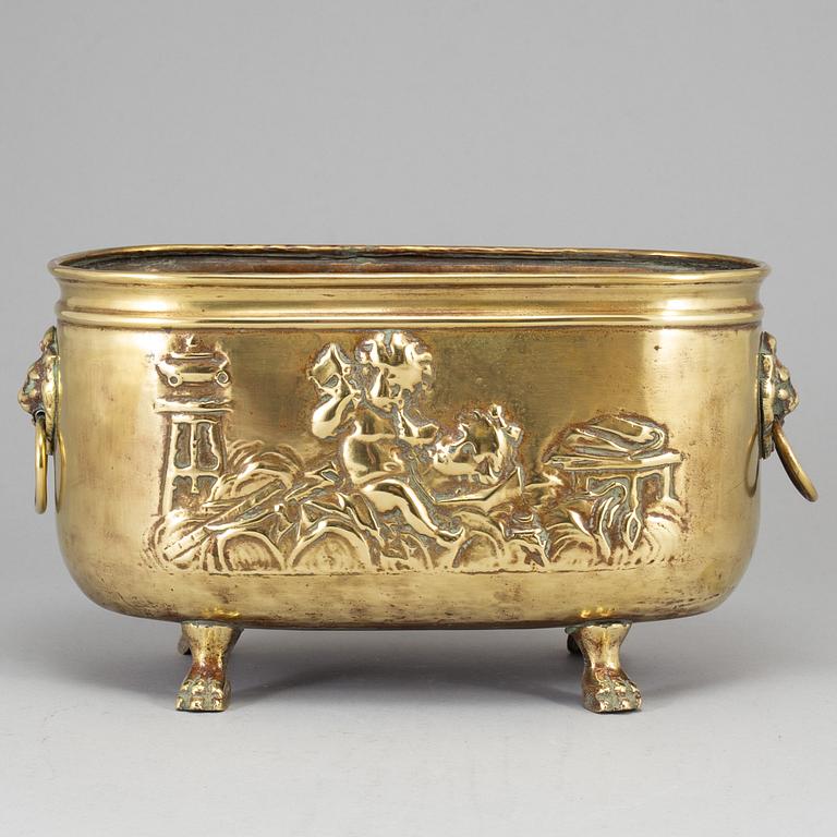 A 19th century brass jardiniere.