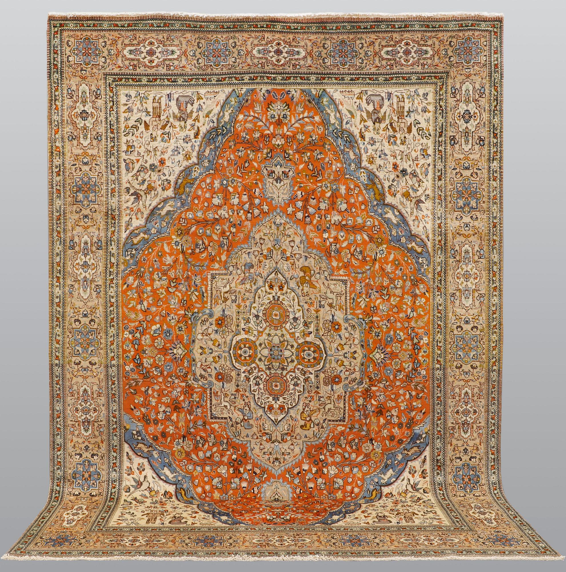 A carpet, Figural Tabriz so called Tabatabai, ca 390 x 268 cm.