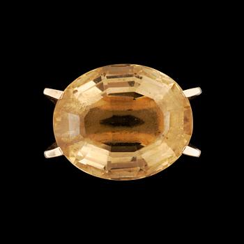 1034. A Rey Urban citrine, circa 23.00 cts, ring.