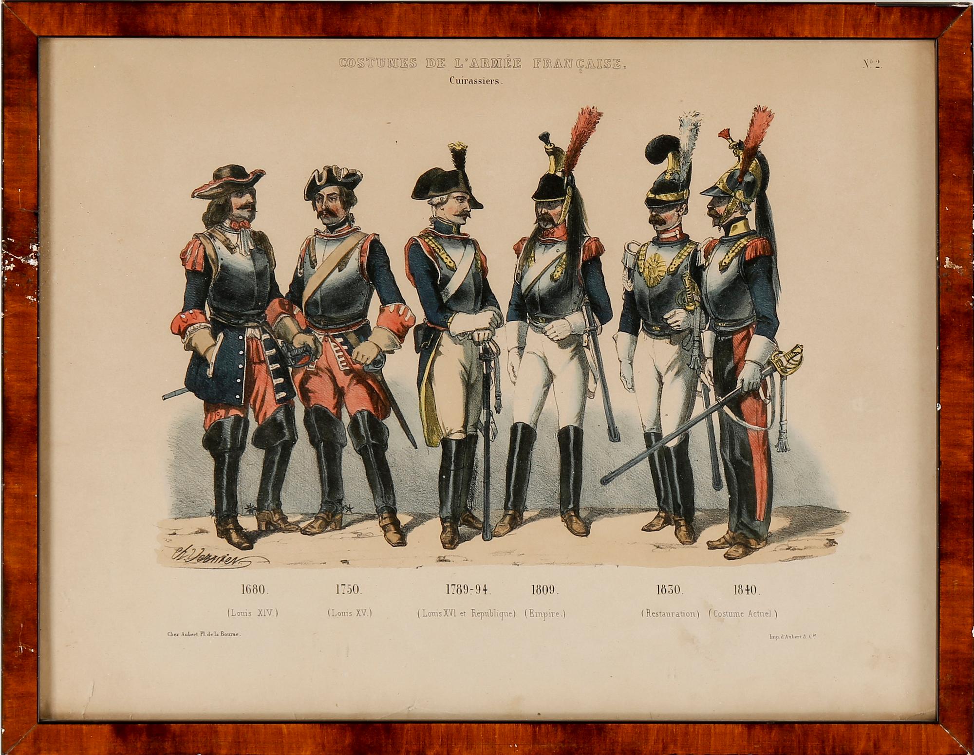 LITOGRAFISKA UNIFORMPLANSCHER, 8 st, Costumes de l'armée Française, 1800-talets slut.