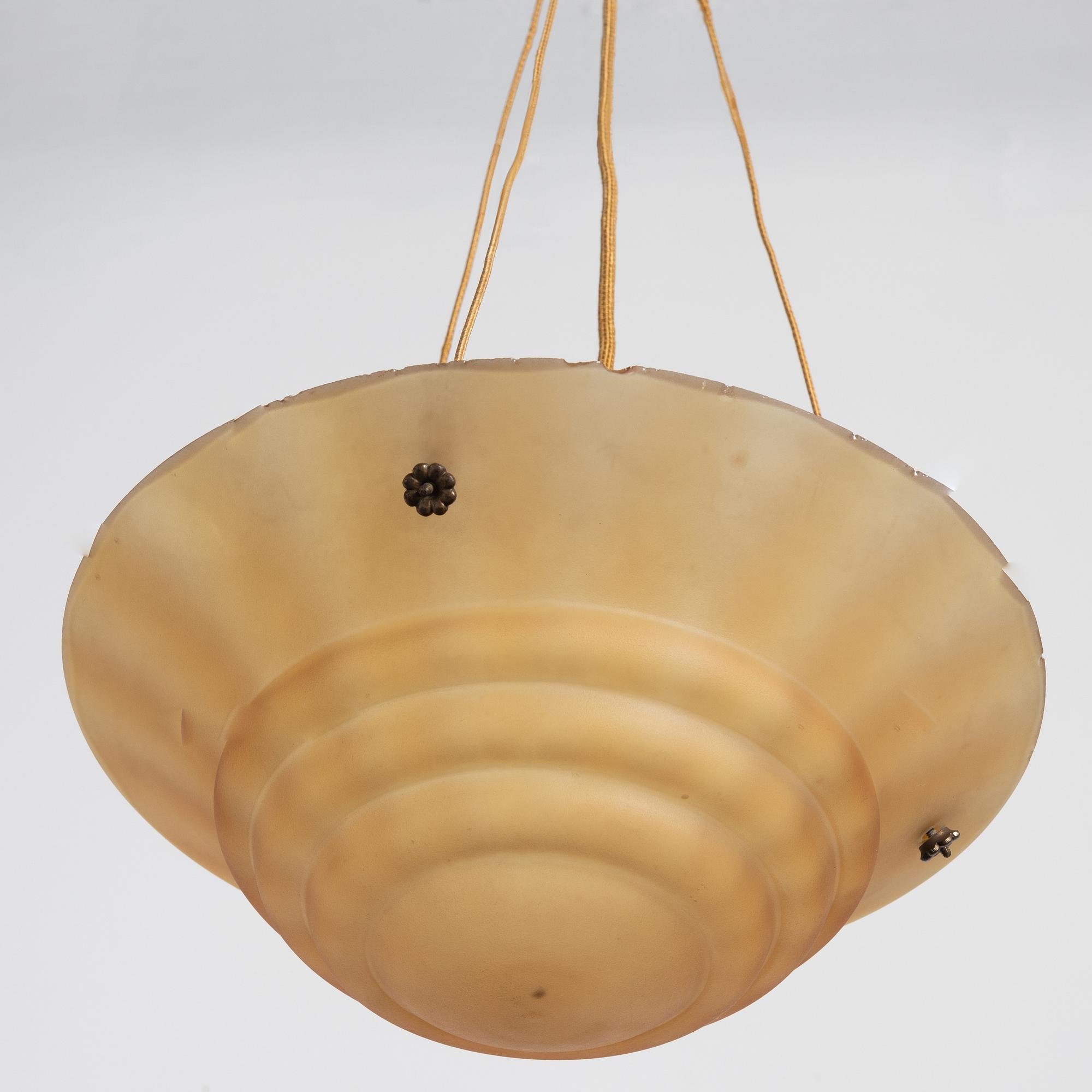 Edward Hald, a ceiling lamp model "HD 625", Orrefors & Nordiska Kompaniet, 1930s.