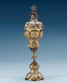 A RUSSIAN SILVER-GILT CUP AND COVER, unidentified makers mark, Moscow 1758. Cover dose not pertain.