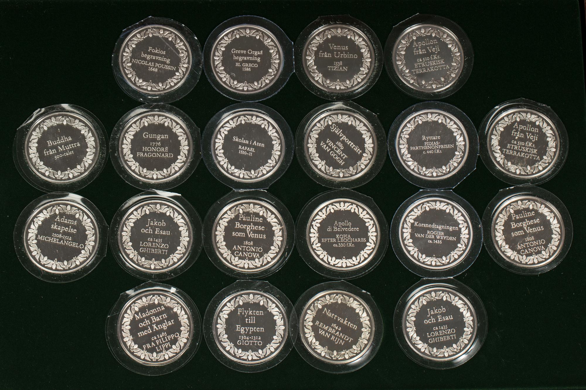 MEDALJER, 200 st, sterlingsilver, Franklin Mint. 1900-talets fjärde kvartal. Total vikt ca 10 kg.