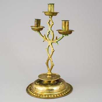 KANDELABER, mässing, s k "Blekinge-ljusstake", 1800-/1900-tal.