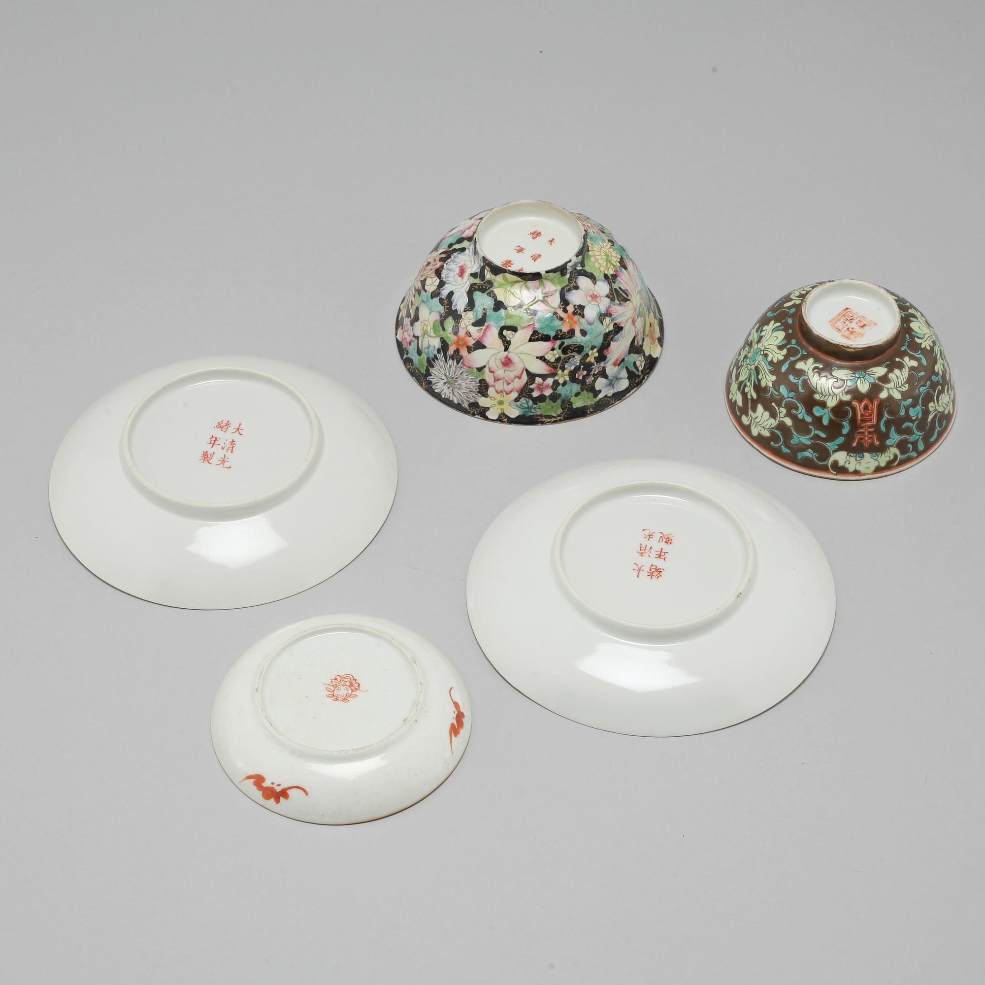 Five pieces of Chinese porcelain from late Qing Dynasty, Guangxu, 1874-1908.