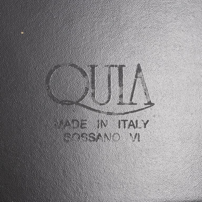 Twelve black leather 'Sossano' chairs, Quia, Italy.