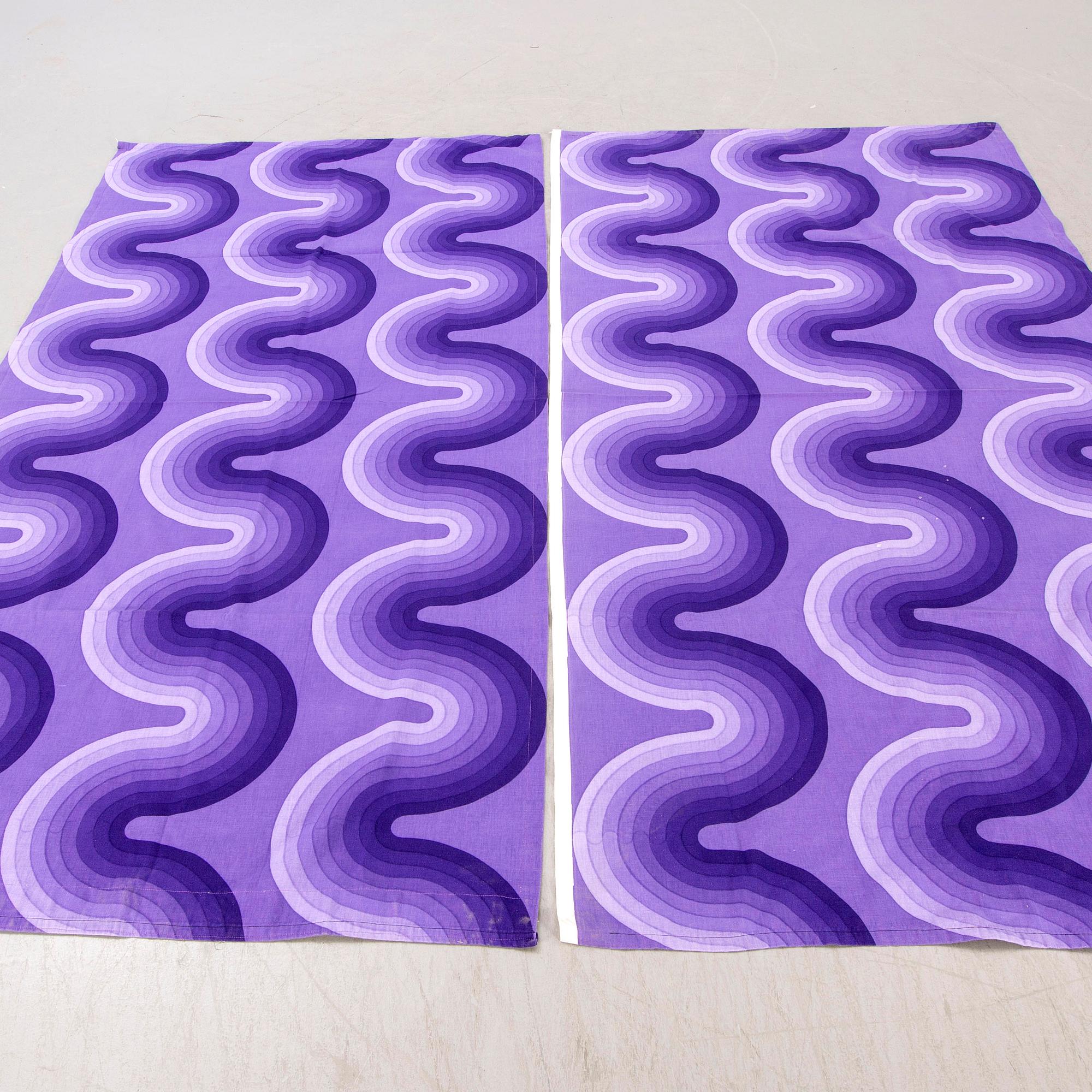 Verner Panton, curtain lengths, 2 pcs, "Curve", Mira-X, 1970s, 230x115 cm each.