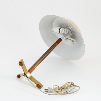 Jo Hammerborg, a brass and teak table lamp, 'President', Denmark, Fog & Mørup, 1960s.