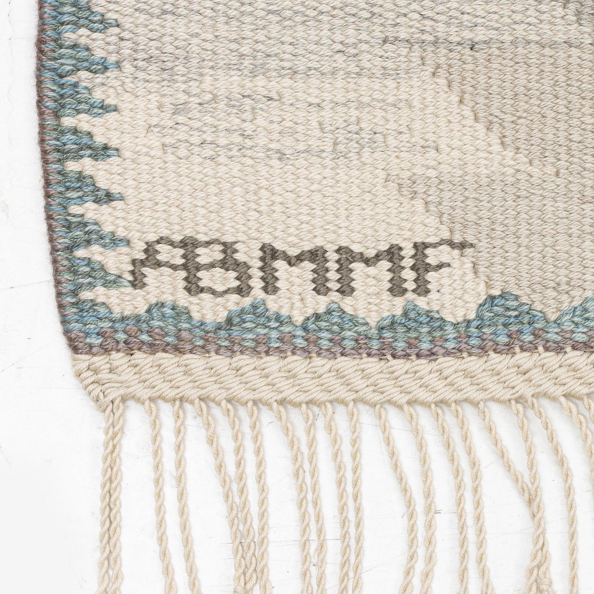 Barbro Nilsson, a 'Tånga ljus' carpet, tapestry weave, c. 319 x 238 cm, signed AB MMF BN.