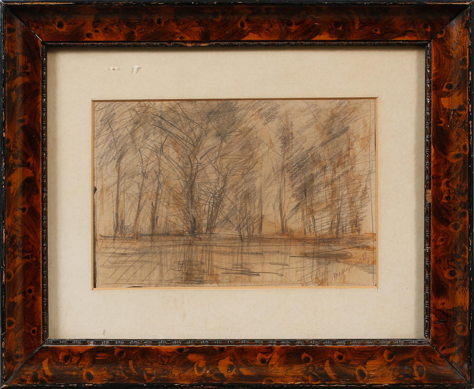 LÁSZLÓ MEDNYÁNSZKY, teckning, signerad.