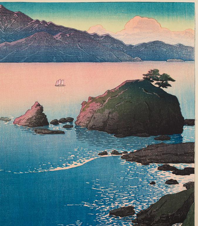 KAWASE HASUI (1883-1957), färgträsnitt. Japan, "Souvenirs of Travel I".