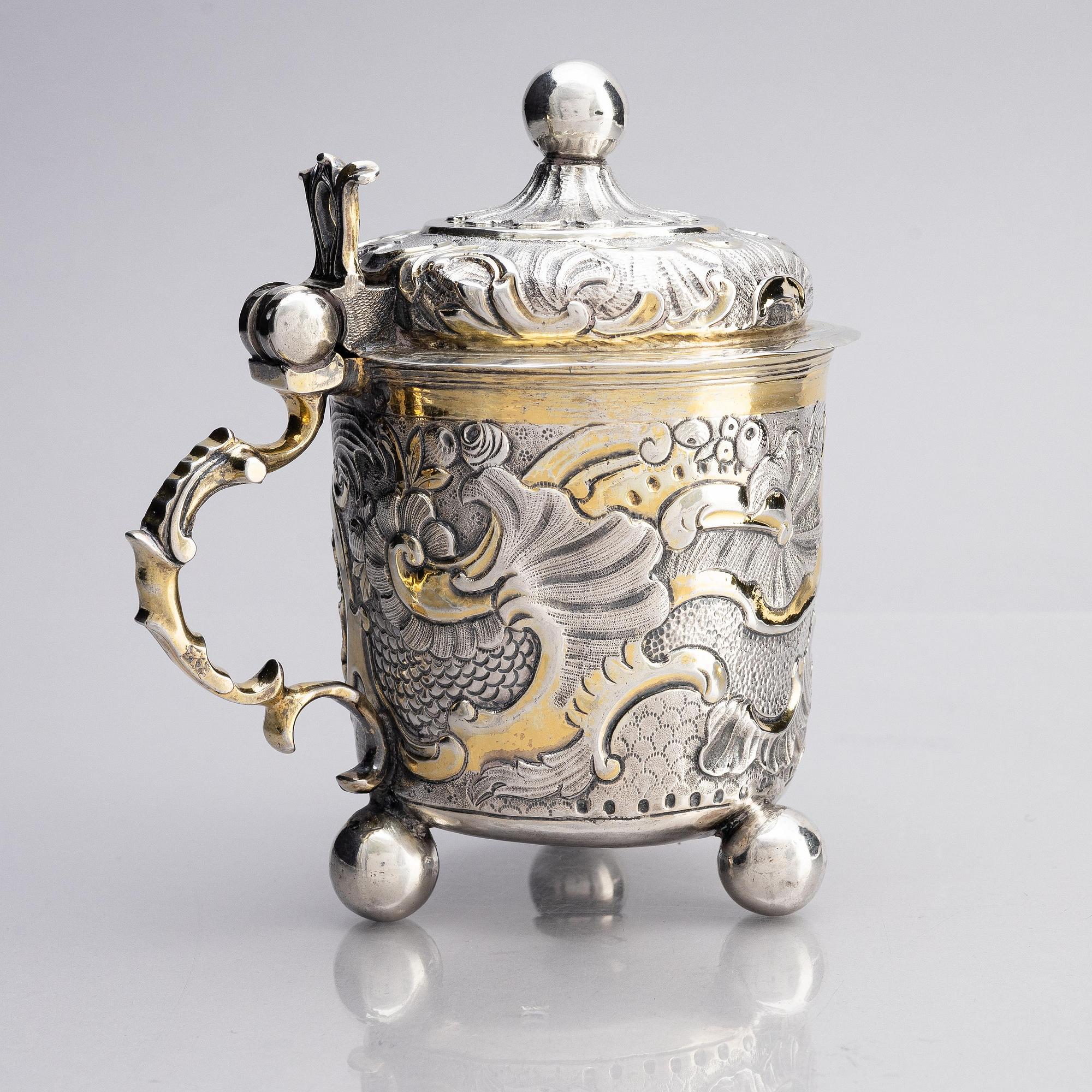 A Russian parcel-gilt silver beaker, unidentified maker, assay master Michail Bobrowschtschikow, Moscow 1764.