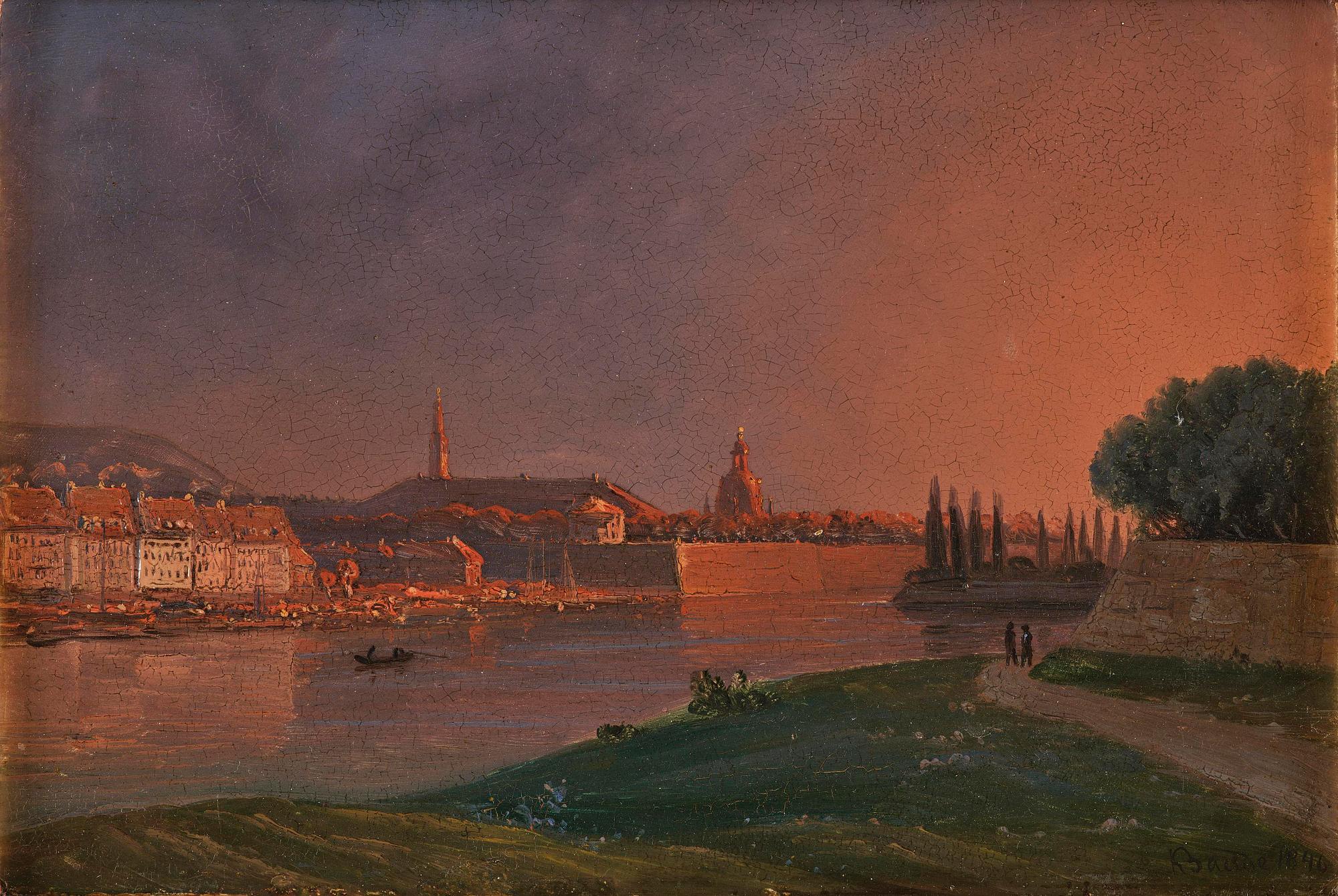 Knud Andreassen Baade, View over Dresden at sunset.