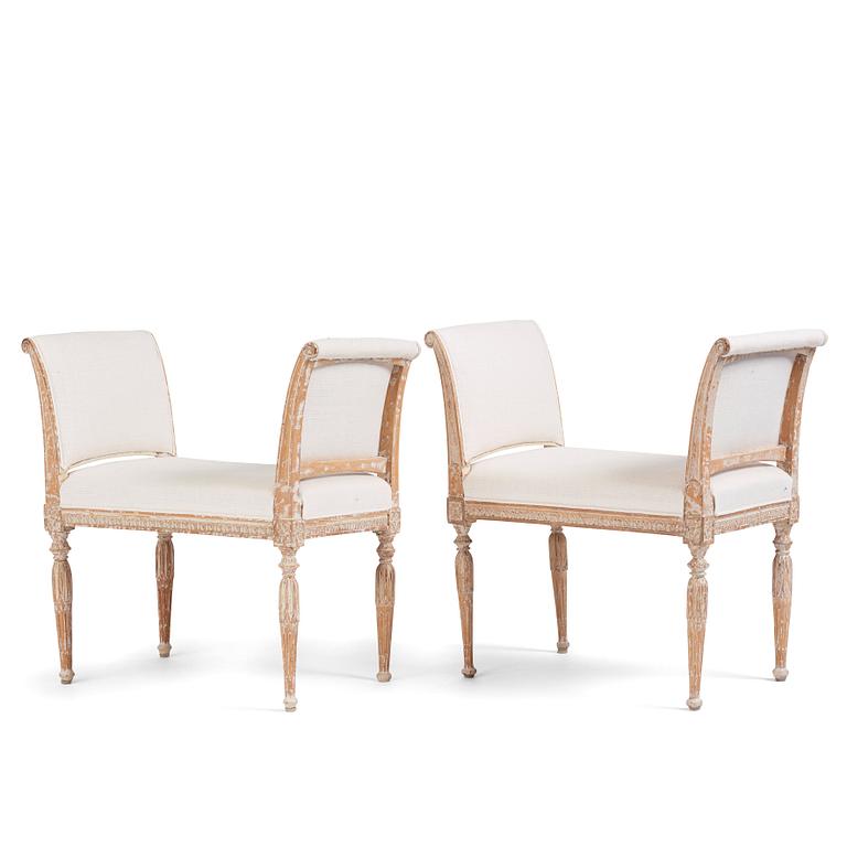 A pair of late Gustavian stools E. Ståhl (master in Stockholm 1794-1820).