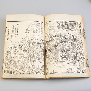 Sx woodblock illustration books, including HOKUSAI (1760-1849),