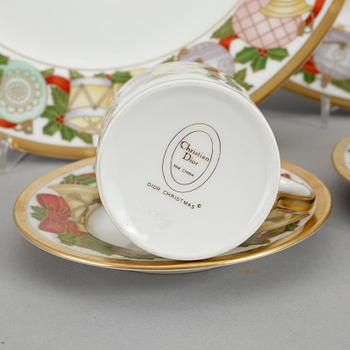 SERVISDELAR, 4st, porslin, "Dior Christmas", Christian Dior, Frankrike, tillverkad mellan 1991-96.