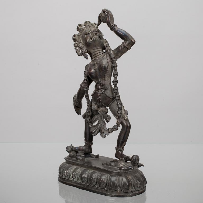 SKULPTUR, patinerad mässing, Tibet 1900-talets senare hälft.