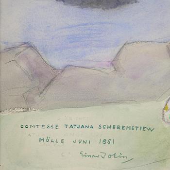 Einar Jolin, Tatiana Scheremetiew in Mölle in a polka dot skirt.