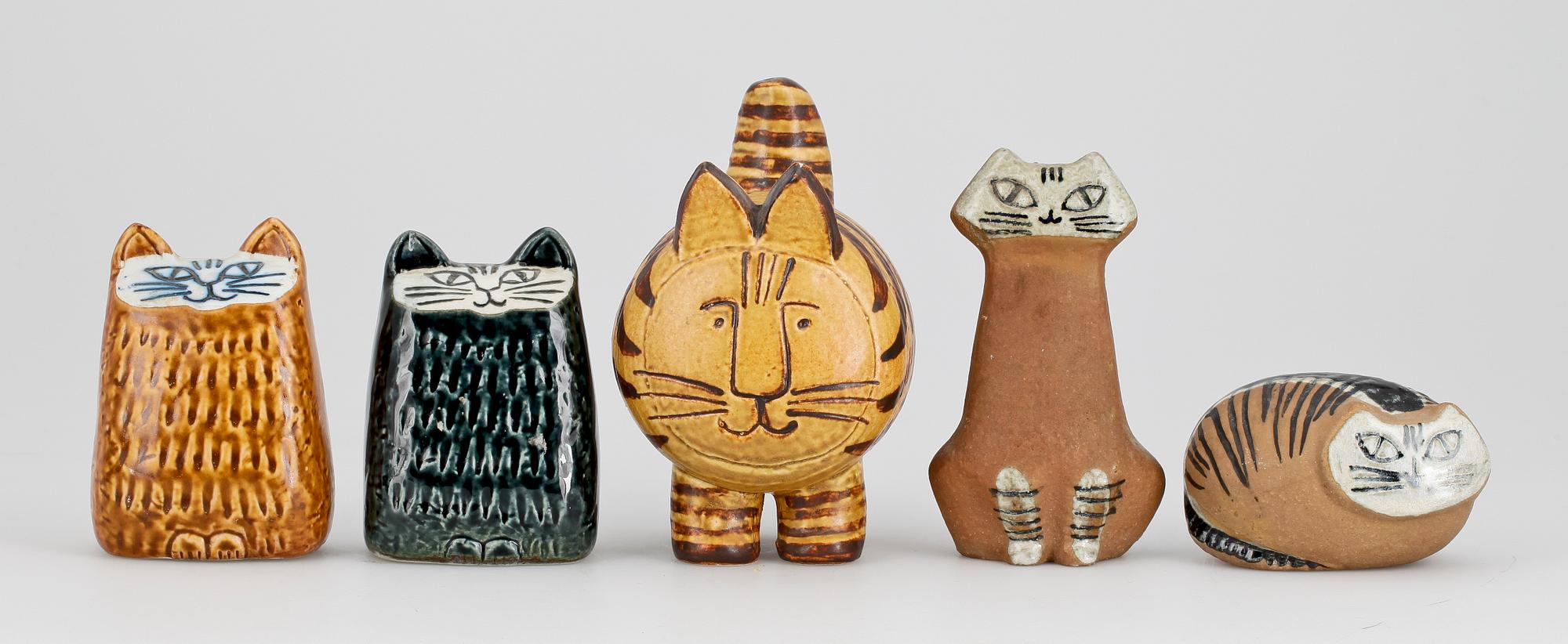 FIGURINER, 5 delar, stengods, Lisa Larson, Gustavsberg.