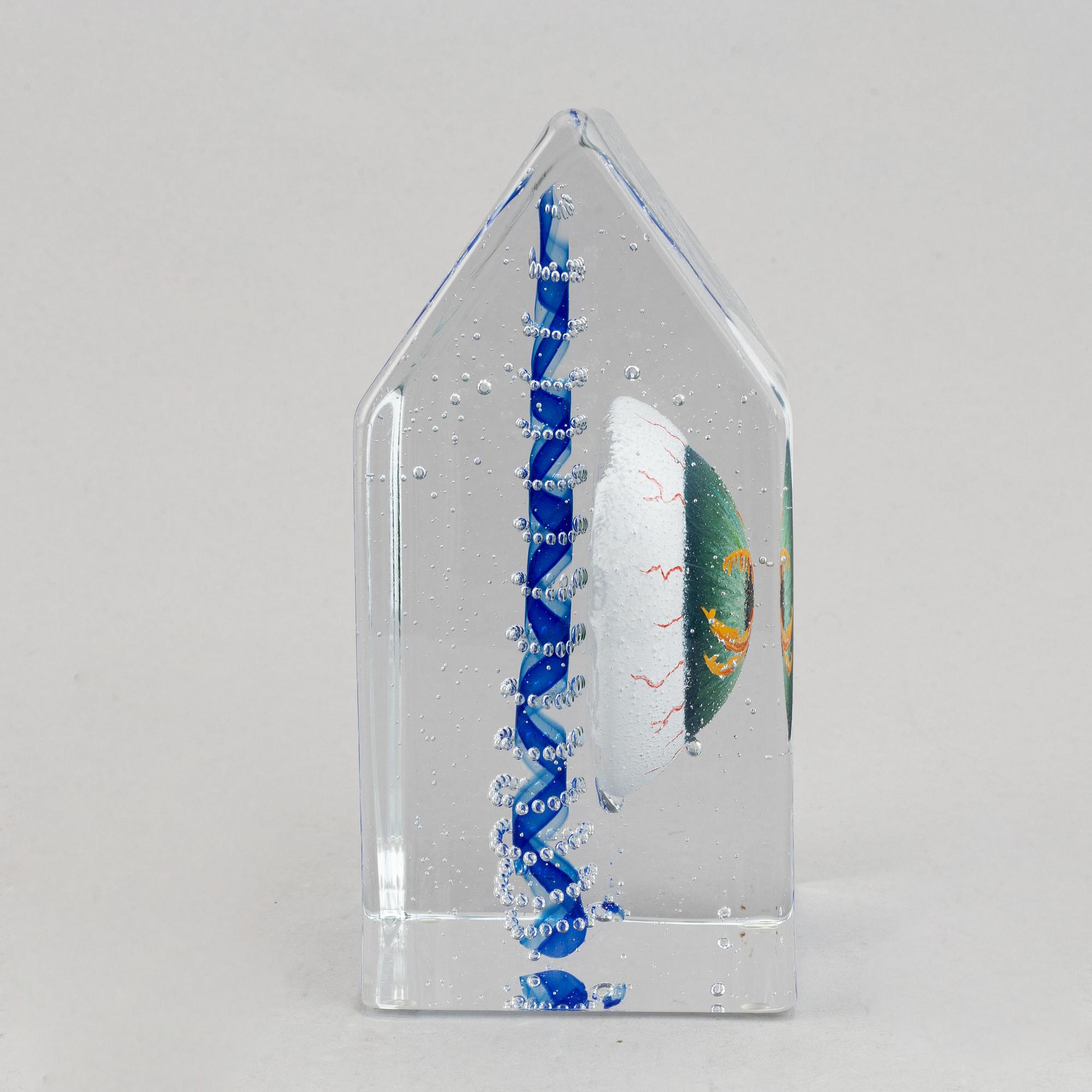 A glass sculpture,, by Kjell Engman, signed and numbered 30/60.