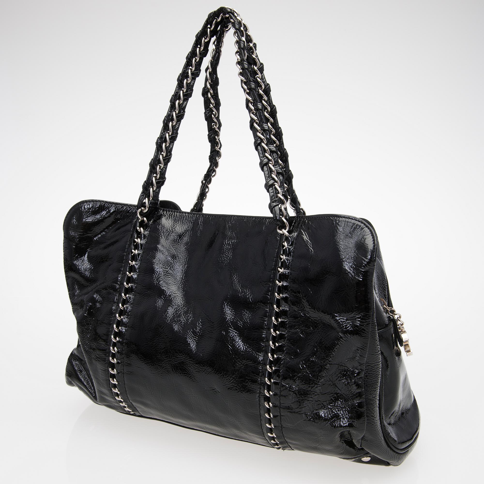 A Black Patent Leather Shopper.