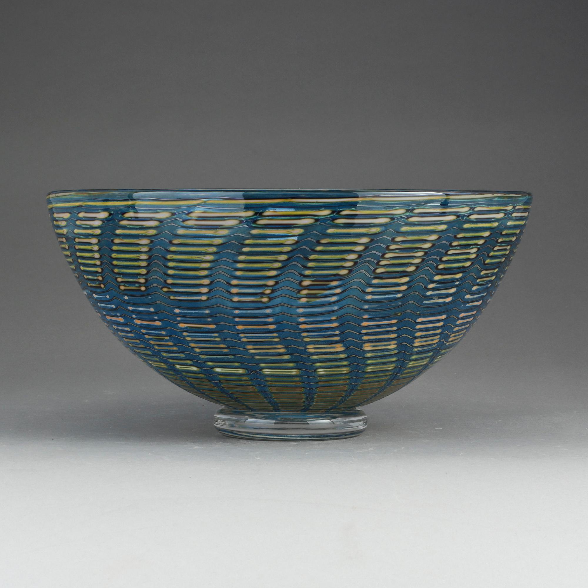 SKÅL, Bertil Vallien, Kosta Boda "Påfågel/Peacock", 1990-tal.