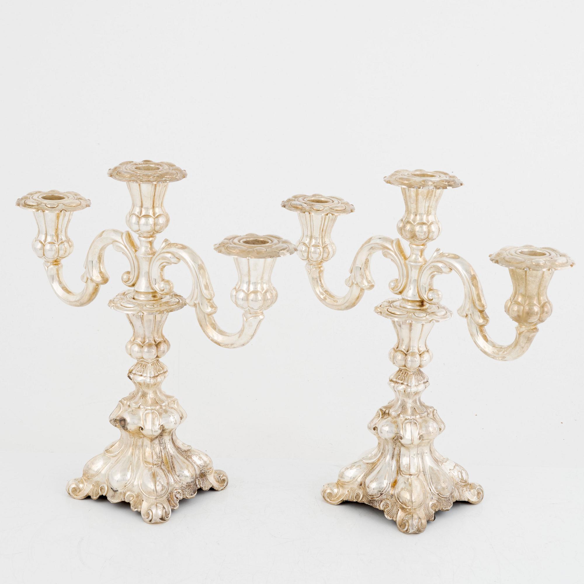 A pair of silver candelabra, mark of Thorvald Marthinsen Sølvvarefabrik, Norge.