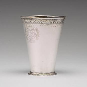 A Swedish 18th century parcel-gilt silver beaker, mark of Carl Lilja, Stockholm 1721.