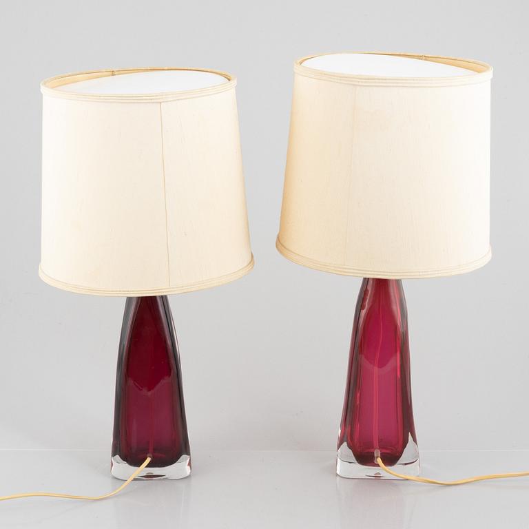 Carl Fagerlund, a pair of table lamps, Orrefors.