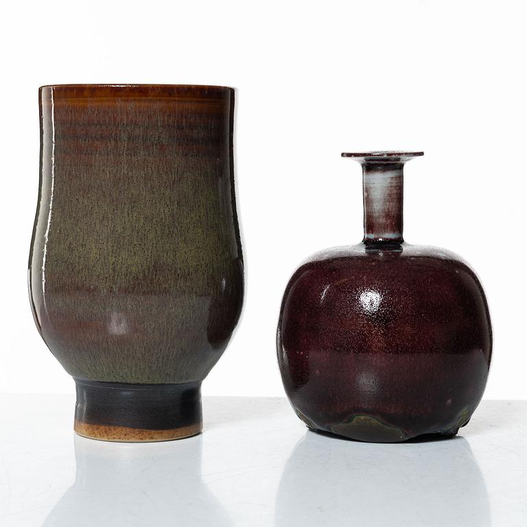 Carl-Harry Stålhane, two stoneware vases and a bowl, Designhuset, Lidköping.