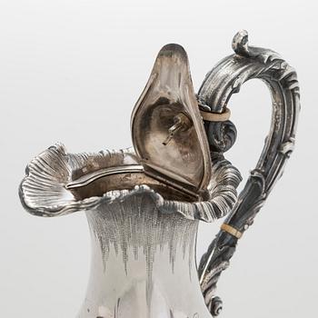 A sterling silver ewer, maker's mark of Robert W Smith, Dublin 1843.