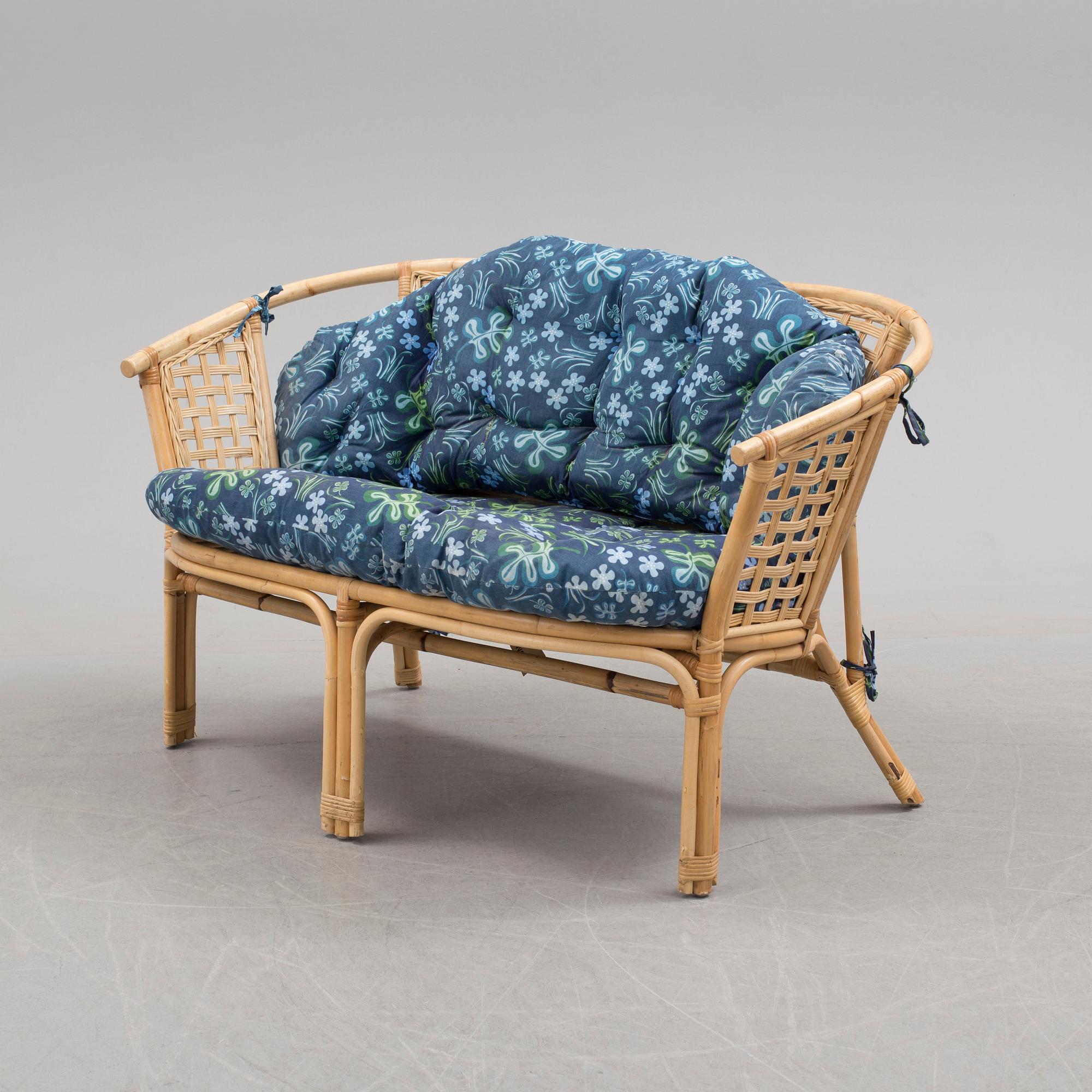 GARDEN FURNITURE, four pieces, rattan, end of the 20th century.