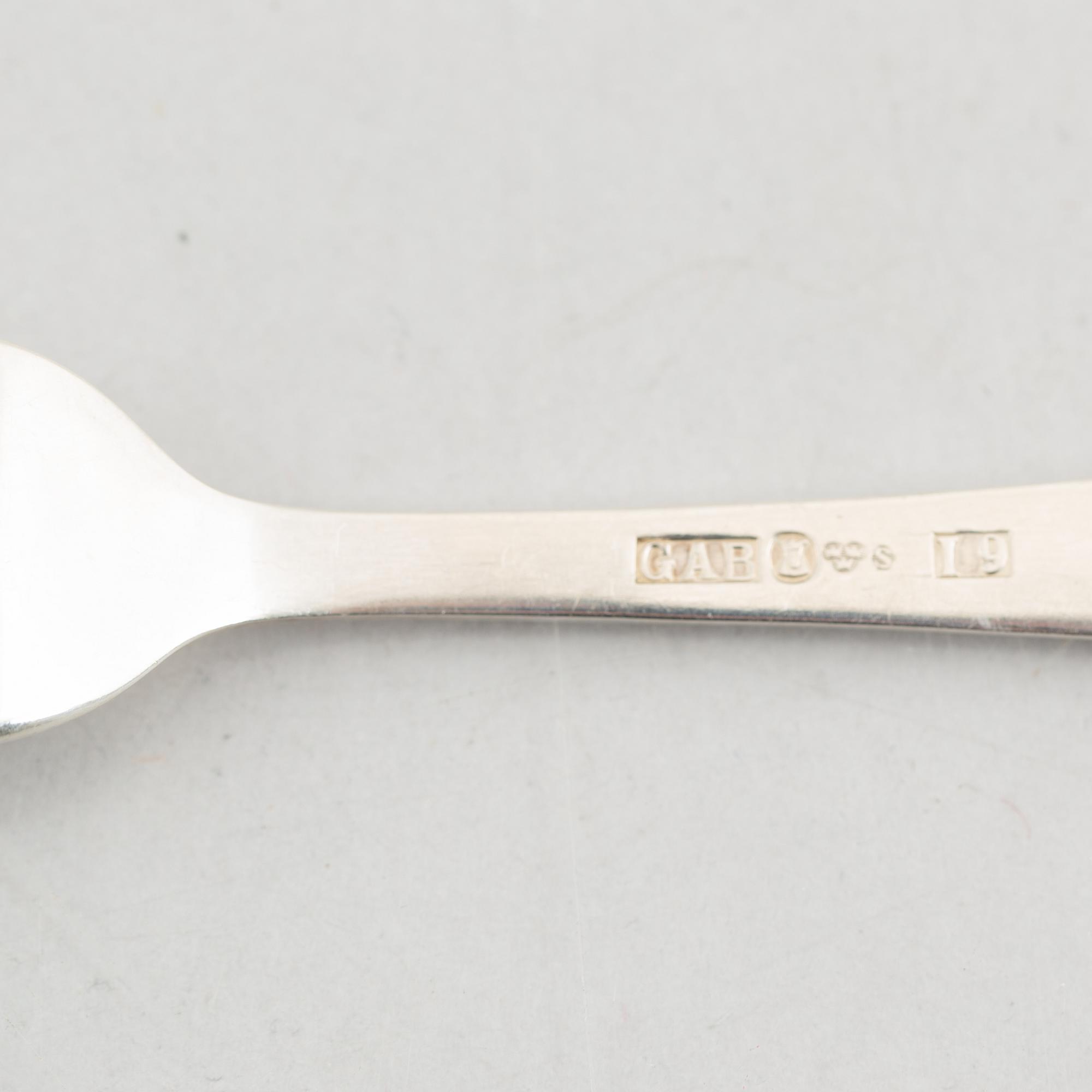 Jacob Ängman, bestickservis, 44 delar, silver, modell "Rosenholm", GAB, Stockholm, bl.a. 1965.
