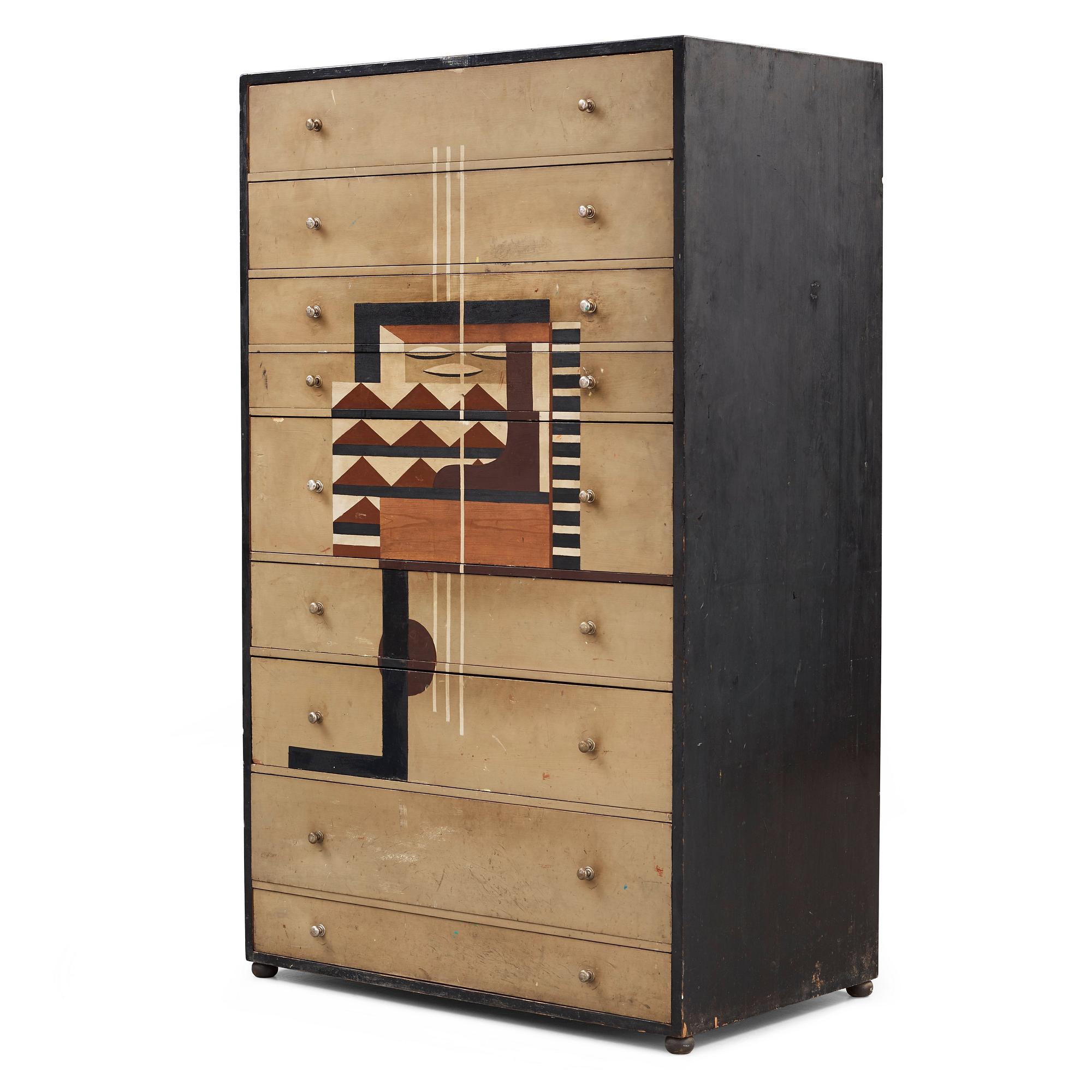 Ingegerd Torhamn, a modernist painted and decorated chest of drawers, Sweden ca 1930.