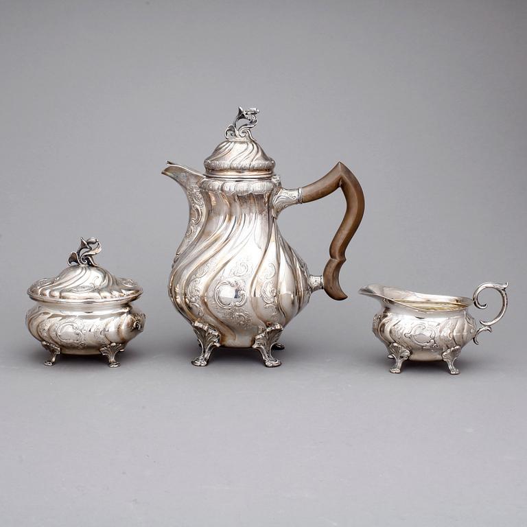 KAFFESERVIS, silver, CG Hallberg, Stockholm 1941. Total vikt ca 1317 gram.
