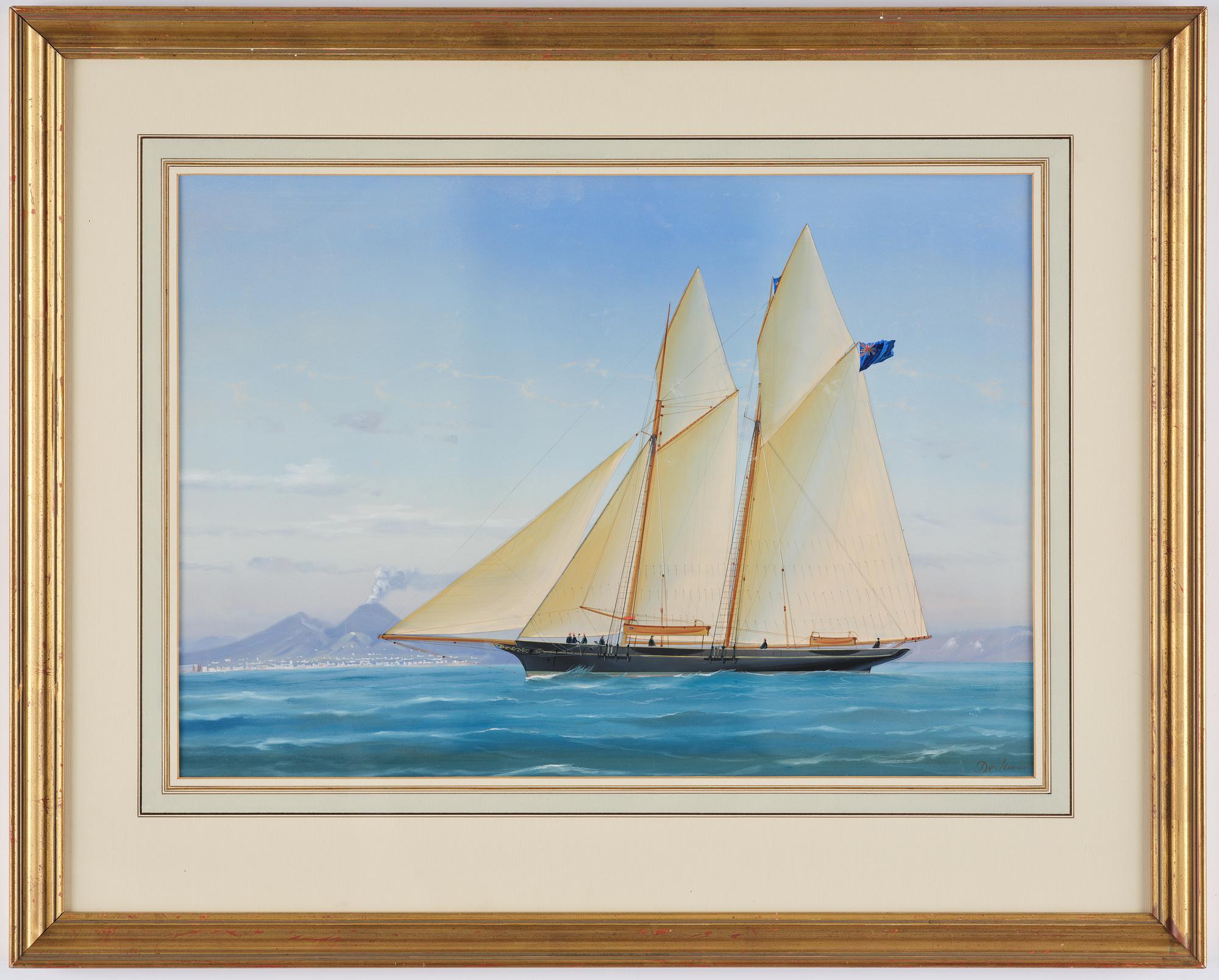 Tomasso De Simone, Two-masted schooner "Alcalda" by Vesuvius.