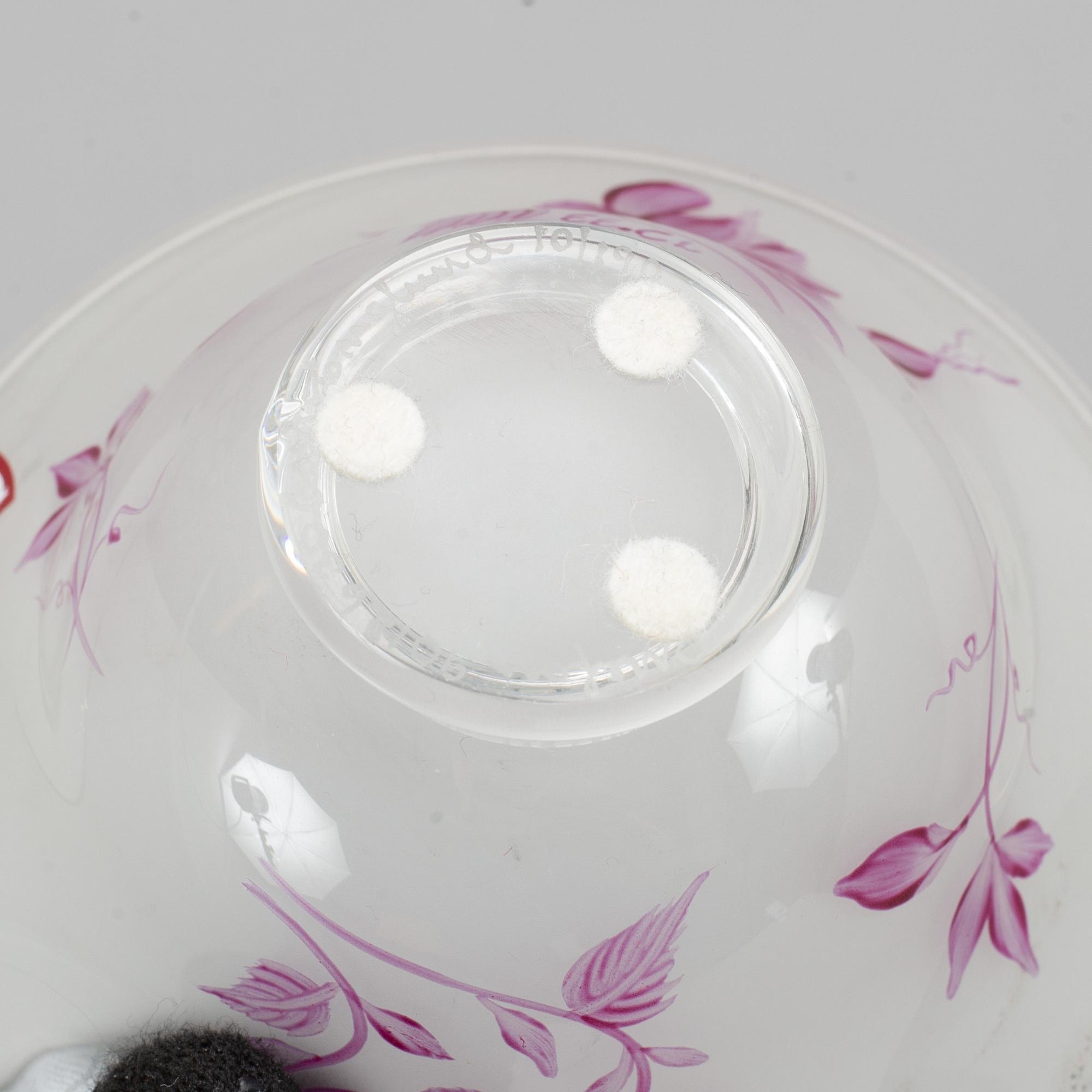 Eva Englund, skålar, glas, Orrefors, signerade.