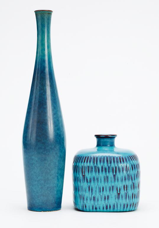 Two Stig Lindberg stoneware vases, Gustavsberg studio 1960-1968.