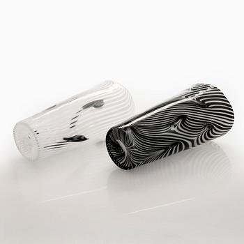 Kerttu Nurminen, two vases, signed Kerttu Nurminen Nuutajärvi, 18/99 and 63/99.