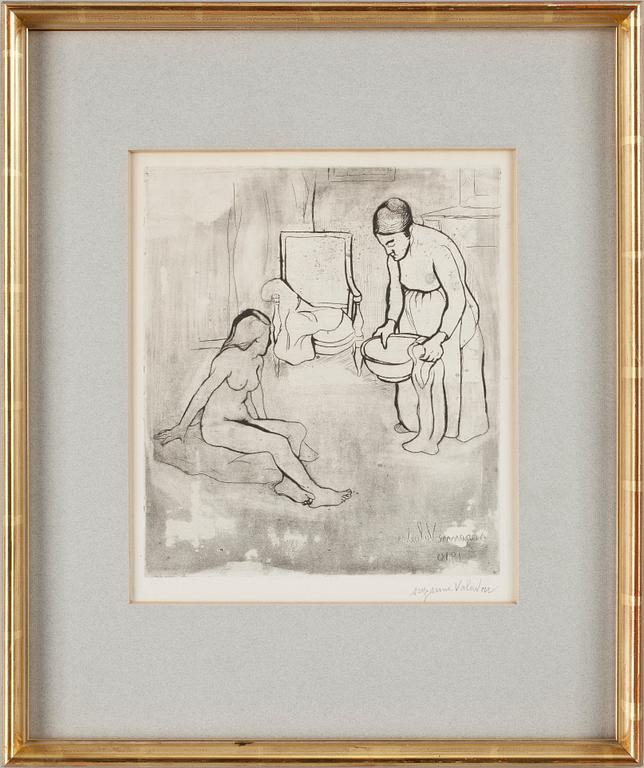 SUZANNE VALADON, etsning och torrnål. Sign.