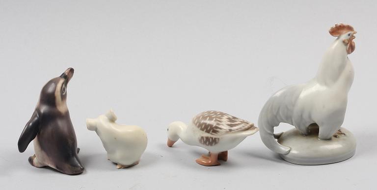 FIGURINER, 4 st. Porslin. Bing & Gröndahl och Kunglig Dansk.