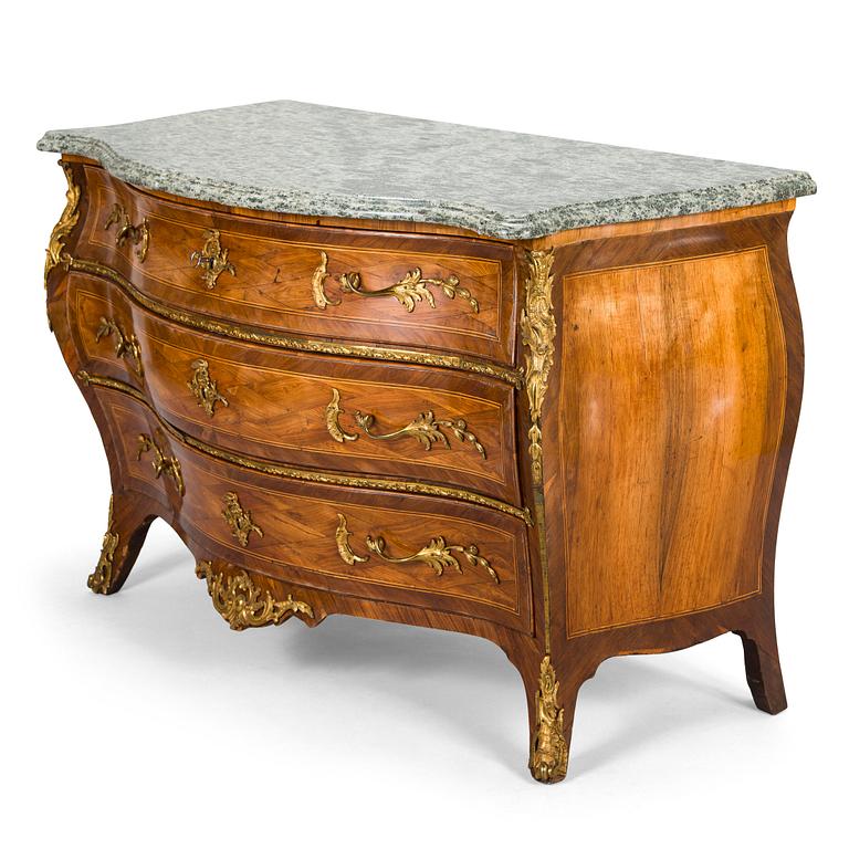 A Swedish Rococo commode by Christopher Tietze (master in Stockholm 1764-1791), signed CT.