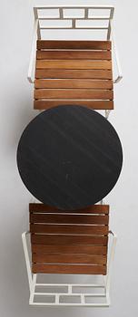Carl Hörvik, trädgårdsmöbel, bord med 2 stolar, för Stadshotellet Båstad (Hotell Skansen) eller Lindgården, Stockholm ca 1927-29.