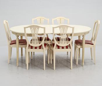 MATGRUPP, 7 delar, gustaviansk stil, 1900-talets andra hälft.