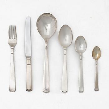 Jacob Ängman, a 55-piece Swedish silver cutlery set, model 'Rosenholm', marks of GAB, including Stockholm 1960.