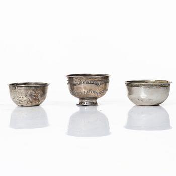 Two Swedish silver cups and four tumblers, 18th-19th century.