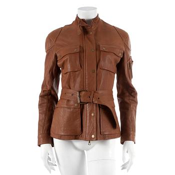 412. RALPH LAUREN, a brown leather jacket. US size 4.