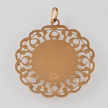 HÄNGE, 18K guld och emalj. Vikt 6,7 gram.