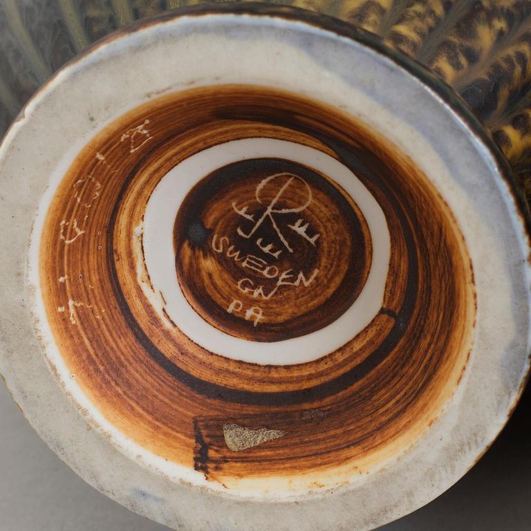 GUNNAR NYLUND, kannor, 2 st, stengods, Rörstrand, signerade, efter 1938.